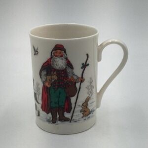 Potpourri Press Fine Bone China Mug 1993 Winter Woodland Animals Santa Scene